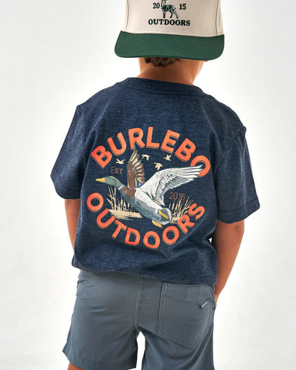 Youth Short Sleeve Tee - Old School Duck Hunt - Heather Navy