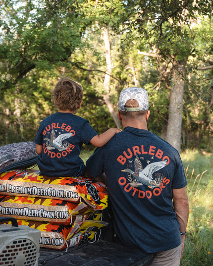 Youth Short Sleeve Tee - Old School Duck Hunt - Heather Navy