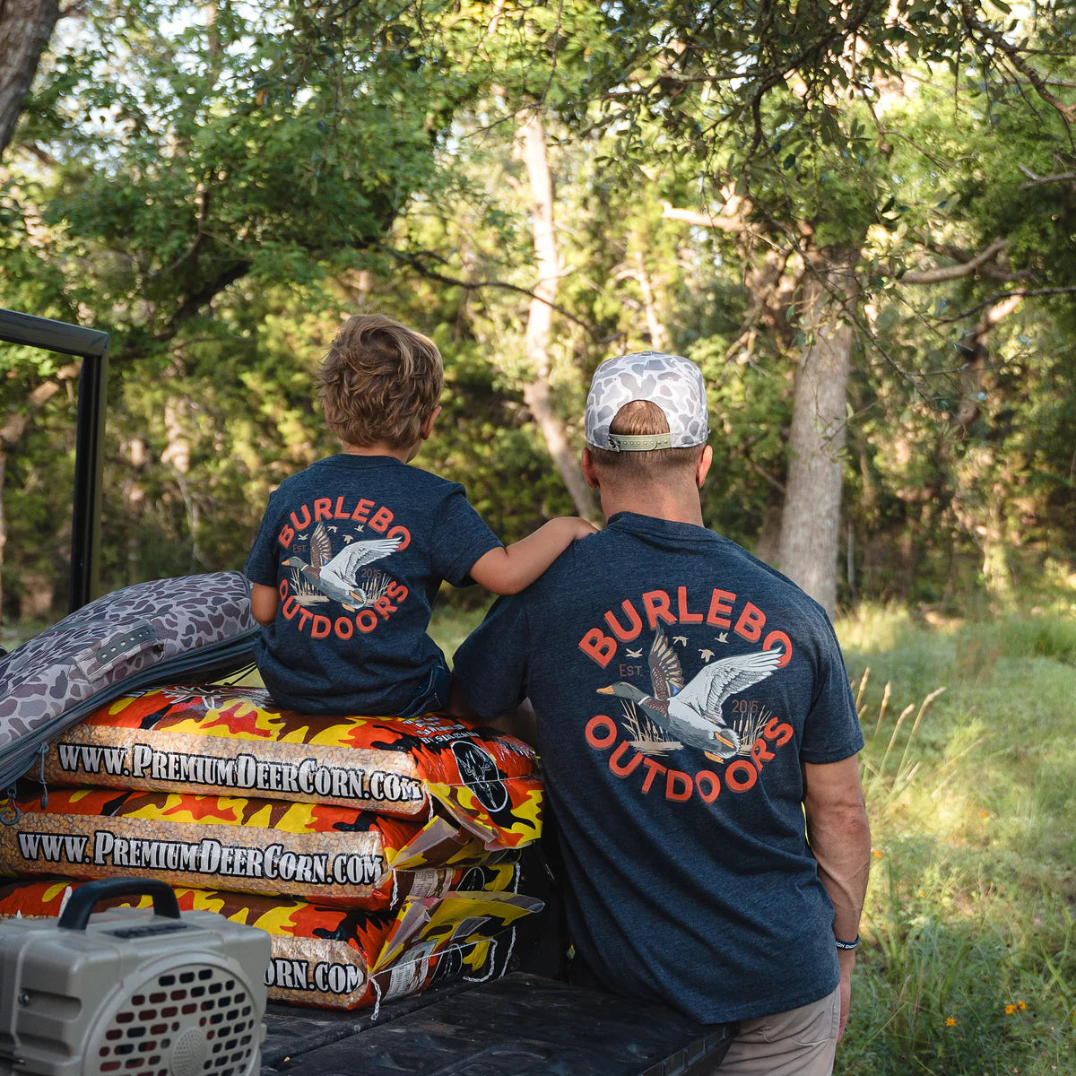 Youth Short Sleeve Tee - Old School Duck Hunt - Heather Navy
