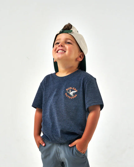 Youth Short Sleeve Tee - Old School Duck Hunt - Heather Navy
