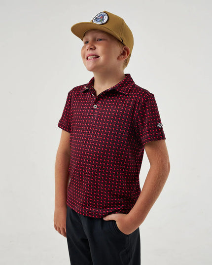 Youth Performance Polo |Texas Black & Red
