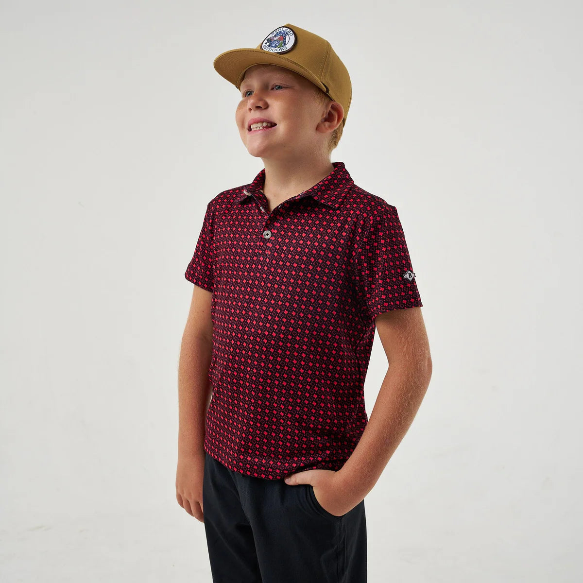 Youth Performance Polo |Texas Black & Red
