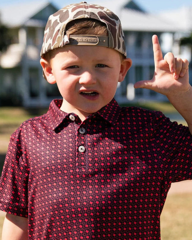 Youth Performance Polo |Texas Black & Red
