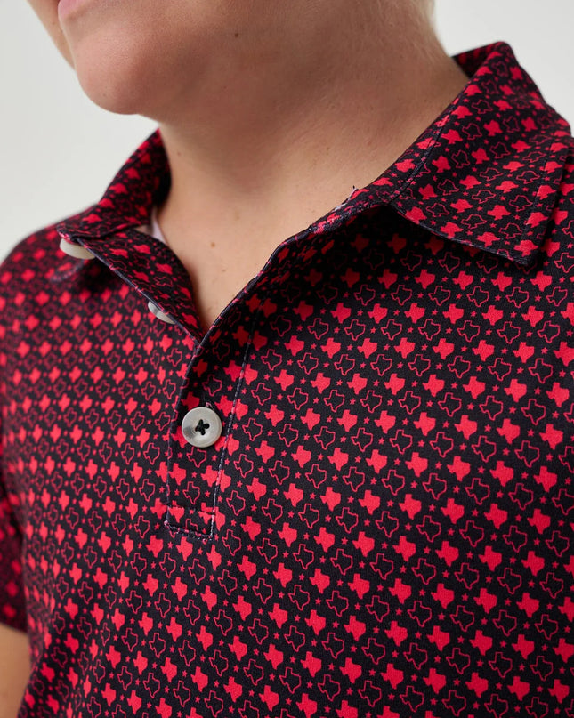 Youth Performance Polo |Texas Black & Red