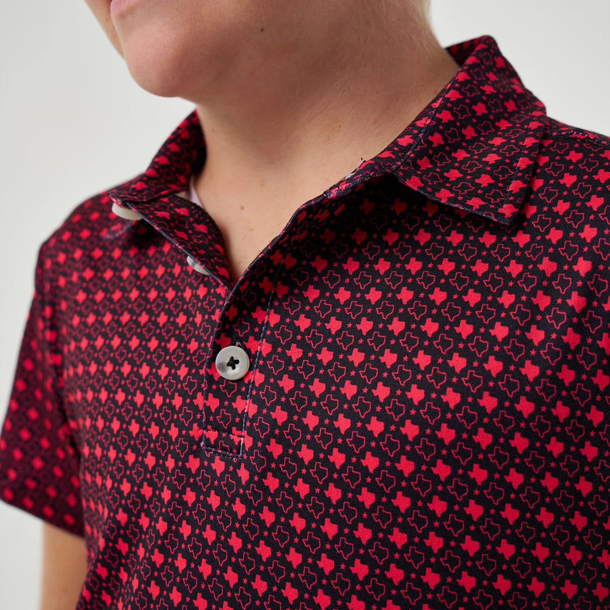 Youth Performance Polo |Texas Black & Red