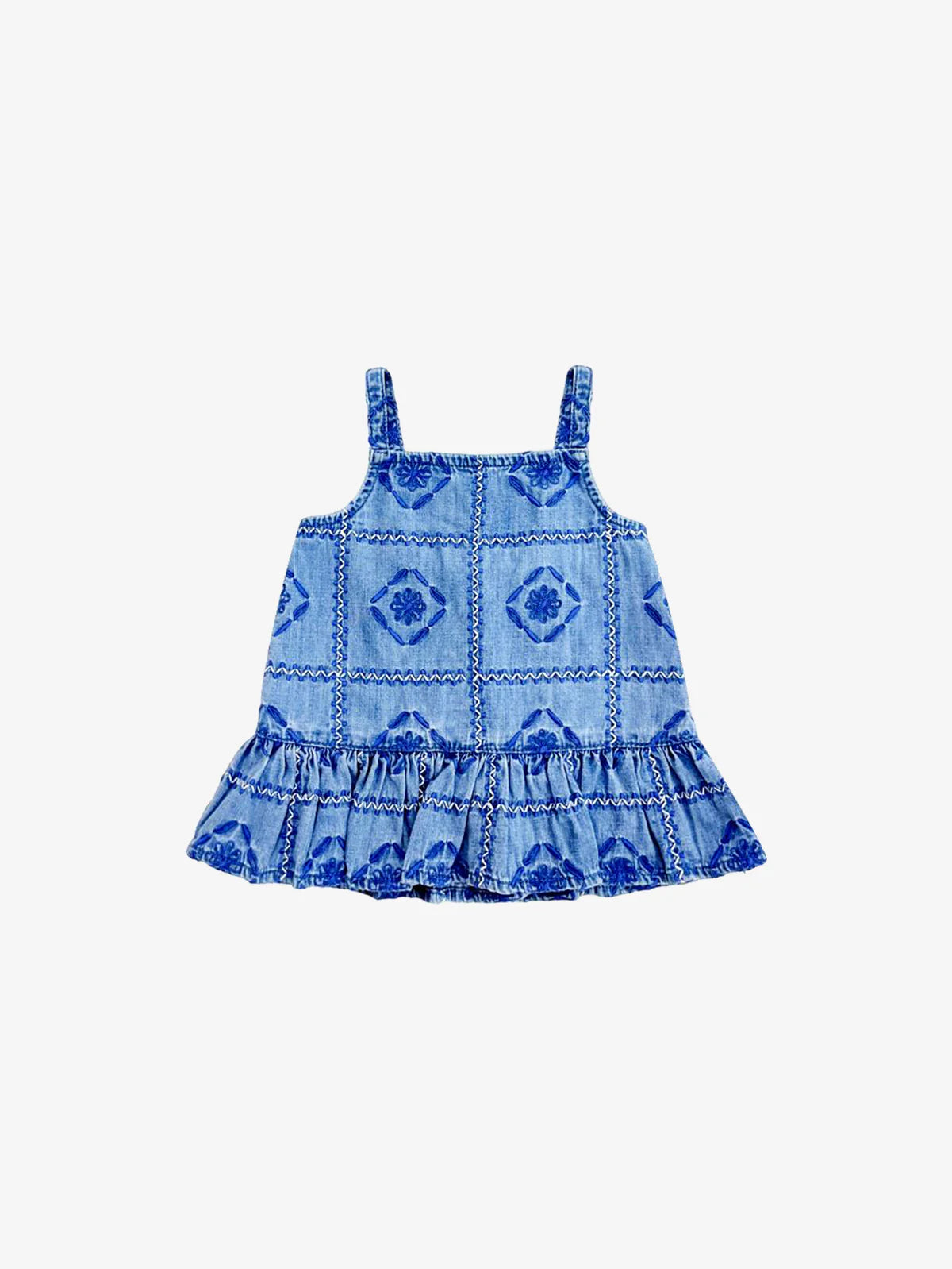 Clara Patterned Embroidered Tank & Shorts Set | Denim