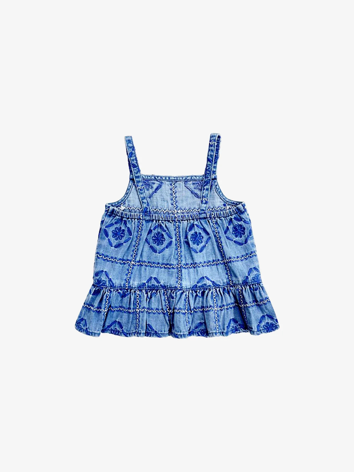 Clara Patterned Embroidered Tank & Shorts Set | Denim