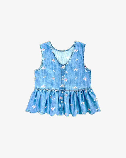 Spring Flowers Peplum Top | Denim