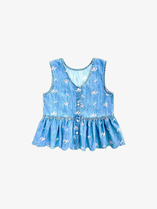 Spring Flowers Peplum Top | Denim