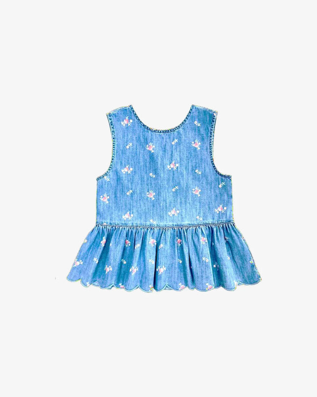 Spring Flowers Peplum Top | Denim