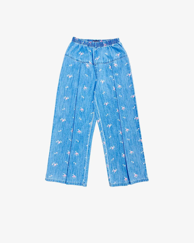 Spring Flowers Culottes Pants | Denim