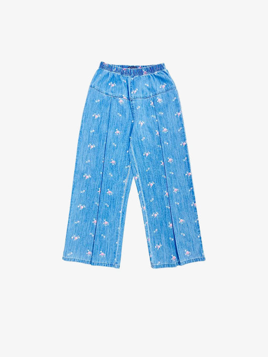Spring Flowers Culottes Pants | Denim