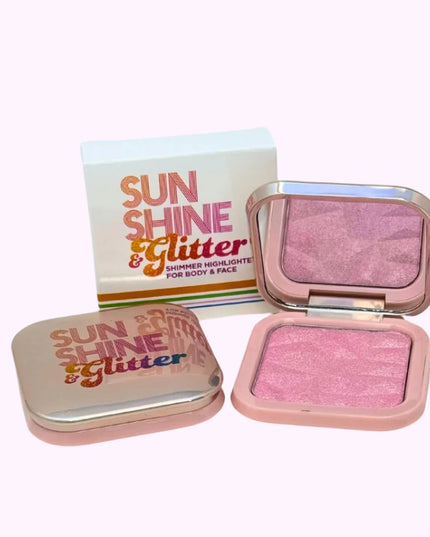 Sunshine & Glitter Highlighter Shimmer Compact | Pretty in Pink