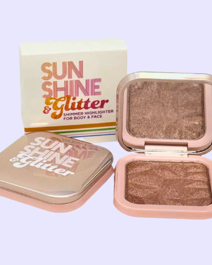 Sunshine & Glitter Highlighter Shimmer Compact | Rose Gold
