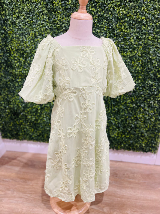 Floral Embroidered Puff Sleeve Dress | Sweet Lime