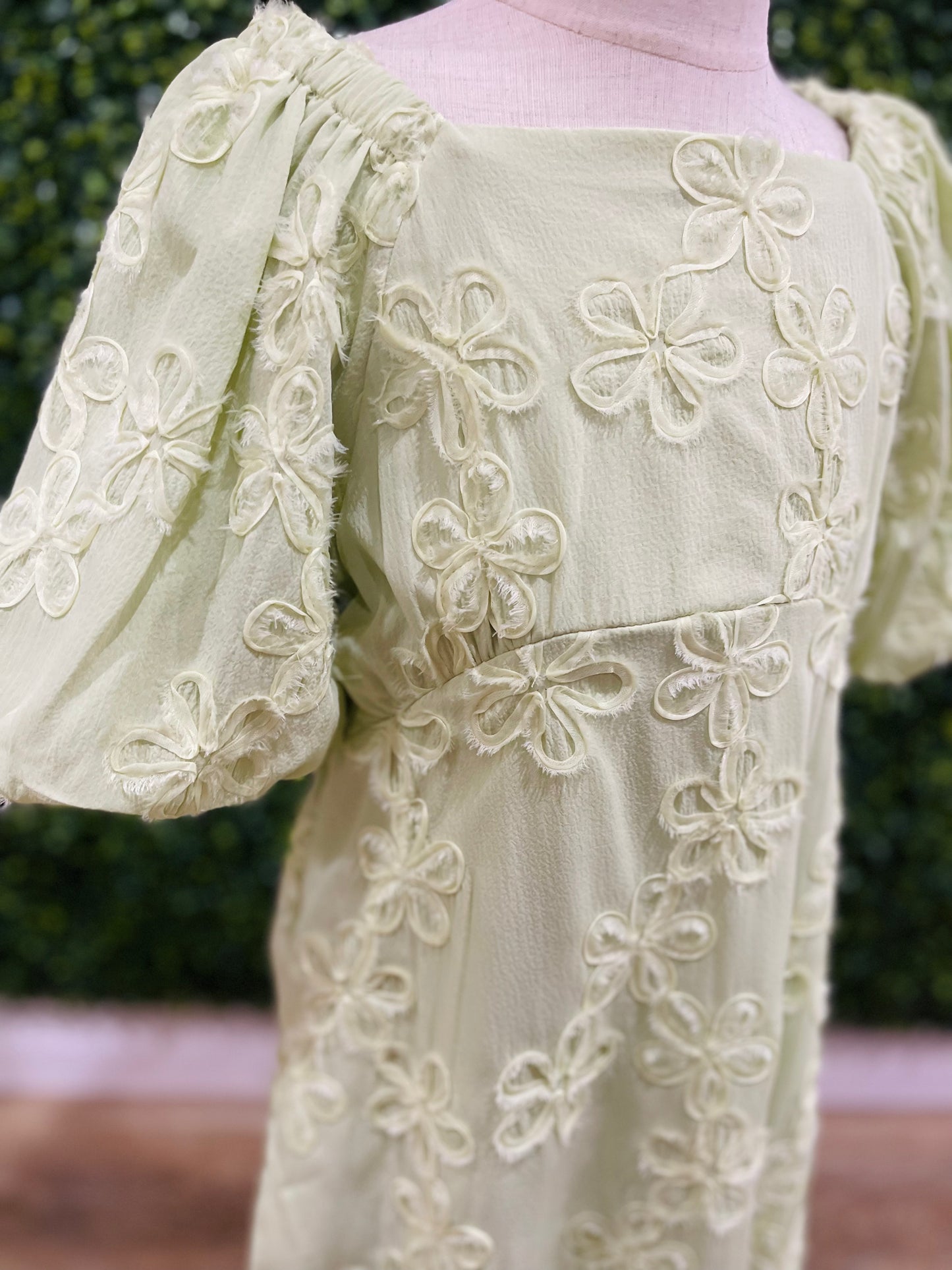 Floral Embroidered Puff Sleeve Dress | Sweet Lime