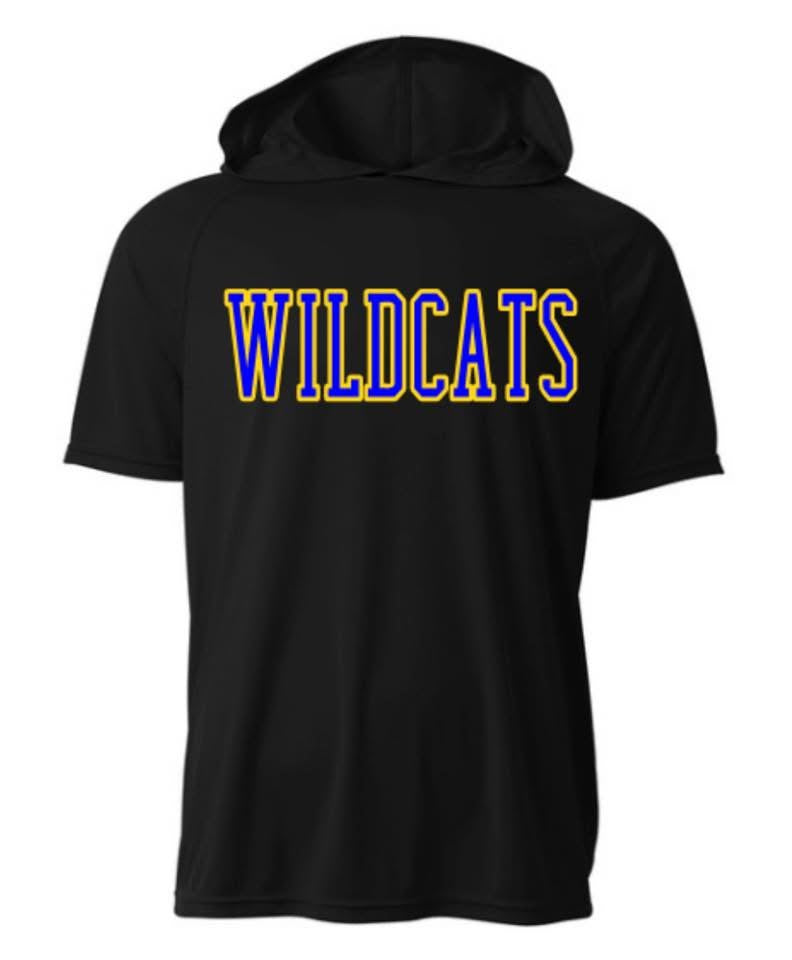Wildcat Short Sleeve Hoodie Dri-fit | Black/Gold/Blue