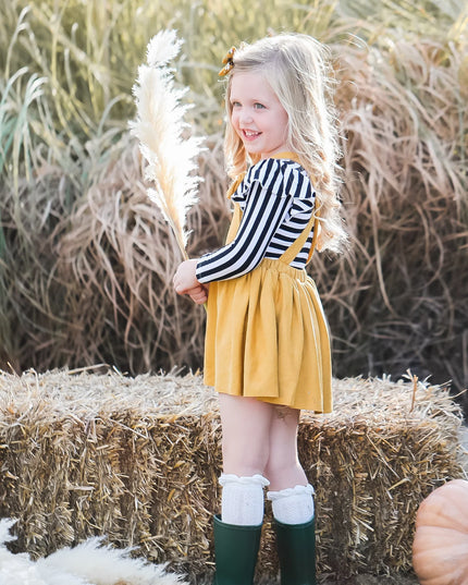 Mustard Faux Suede Pinafore Dress