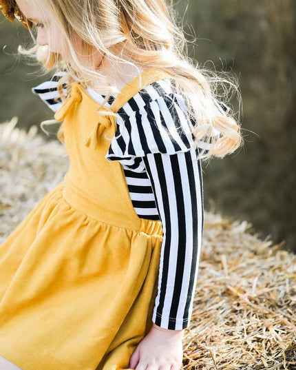 Mustard Faux Suede Pinafore Dress