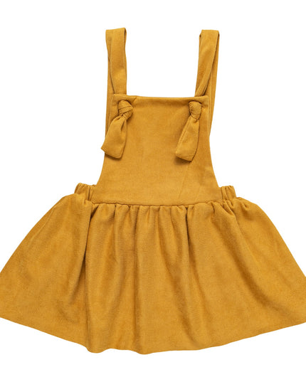 Mustard Faux Suede Pinafore Dress