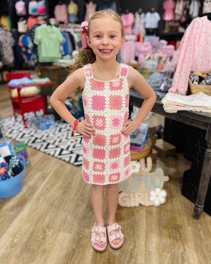 Fitted Crochet Dress | Pink