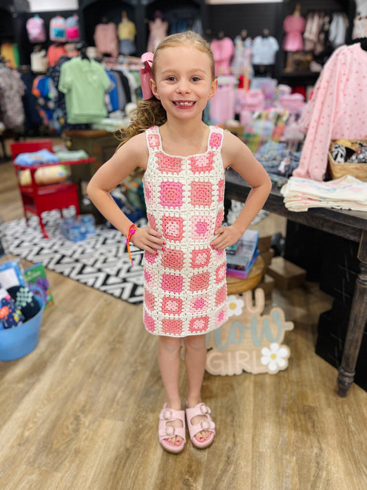 Fitted Crochet Dress | Pink