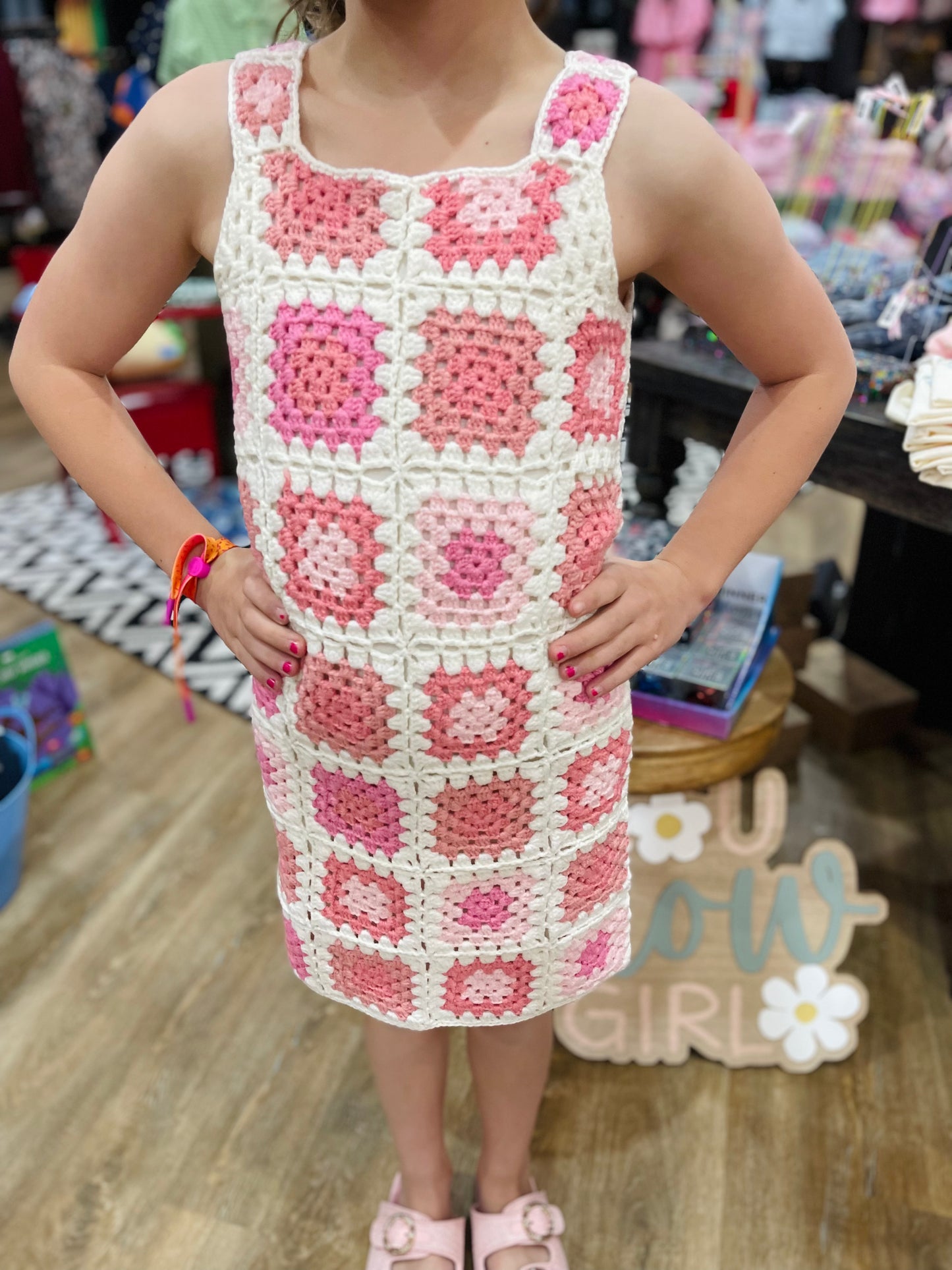 Fitted Crochet Dress | Pink