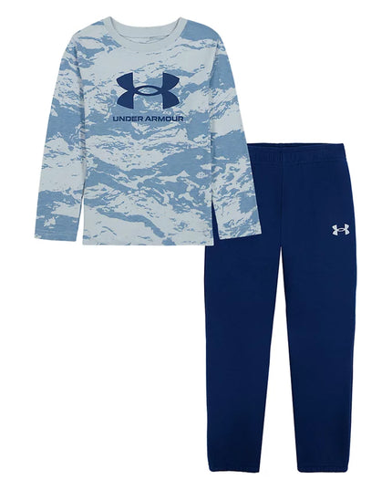 UA Long Sleeve Logo Jersey T-Shirt w/ Blue Camouflage Jogger Set | Blue Fog