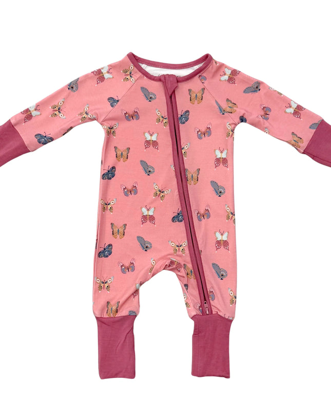 Long Sleeve Zip Romper | Butterfly Bloom