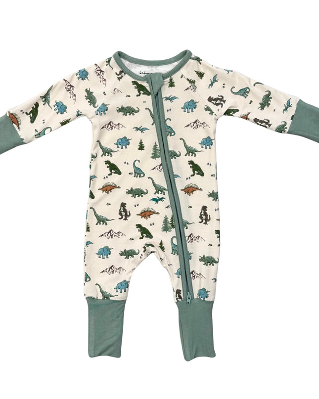 Long Sleeve Zip Romper | Dino Land