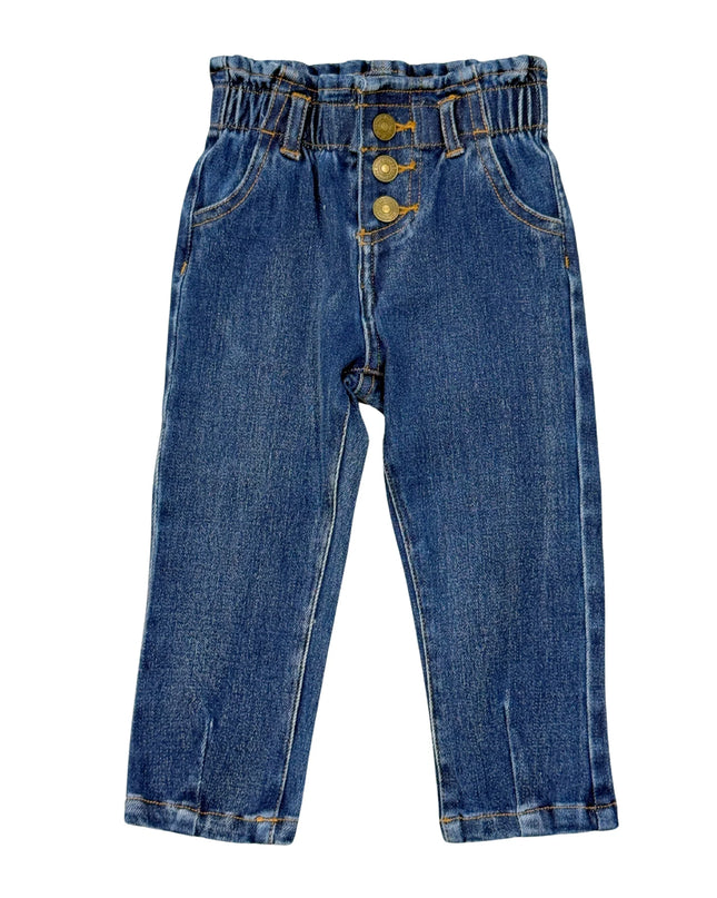 Paper Bag Denim Pants | Dark Blue Wash