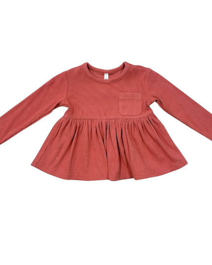 Ribbed Peplum Shirt | Dusty Cedar