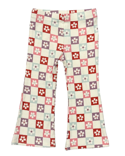 Flare Pants | Wavy Daisy Checkered