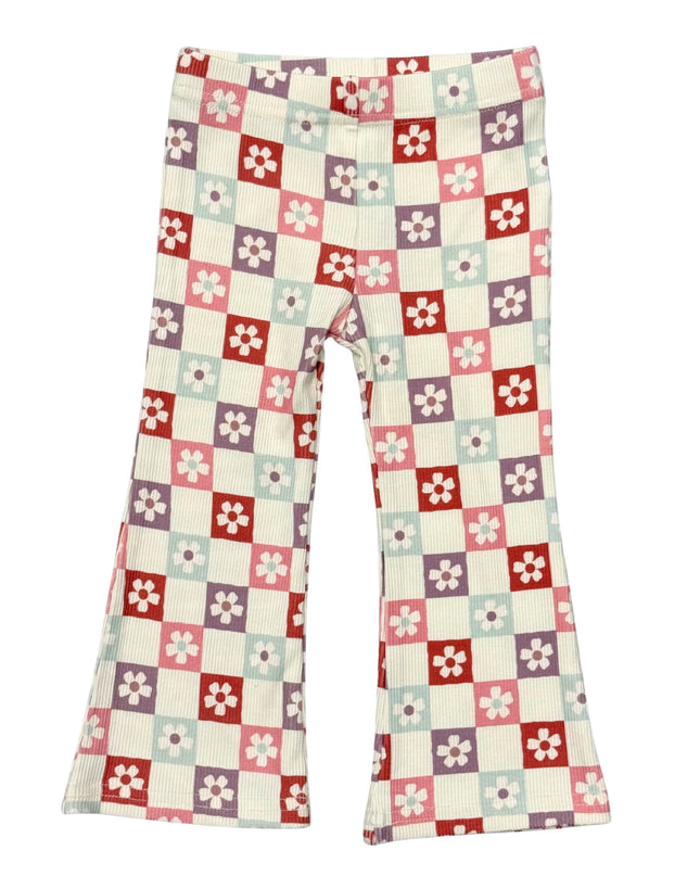 Flare Pants | Wavy Daisy Checkered