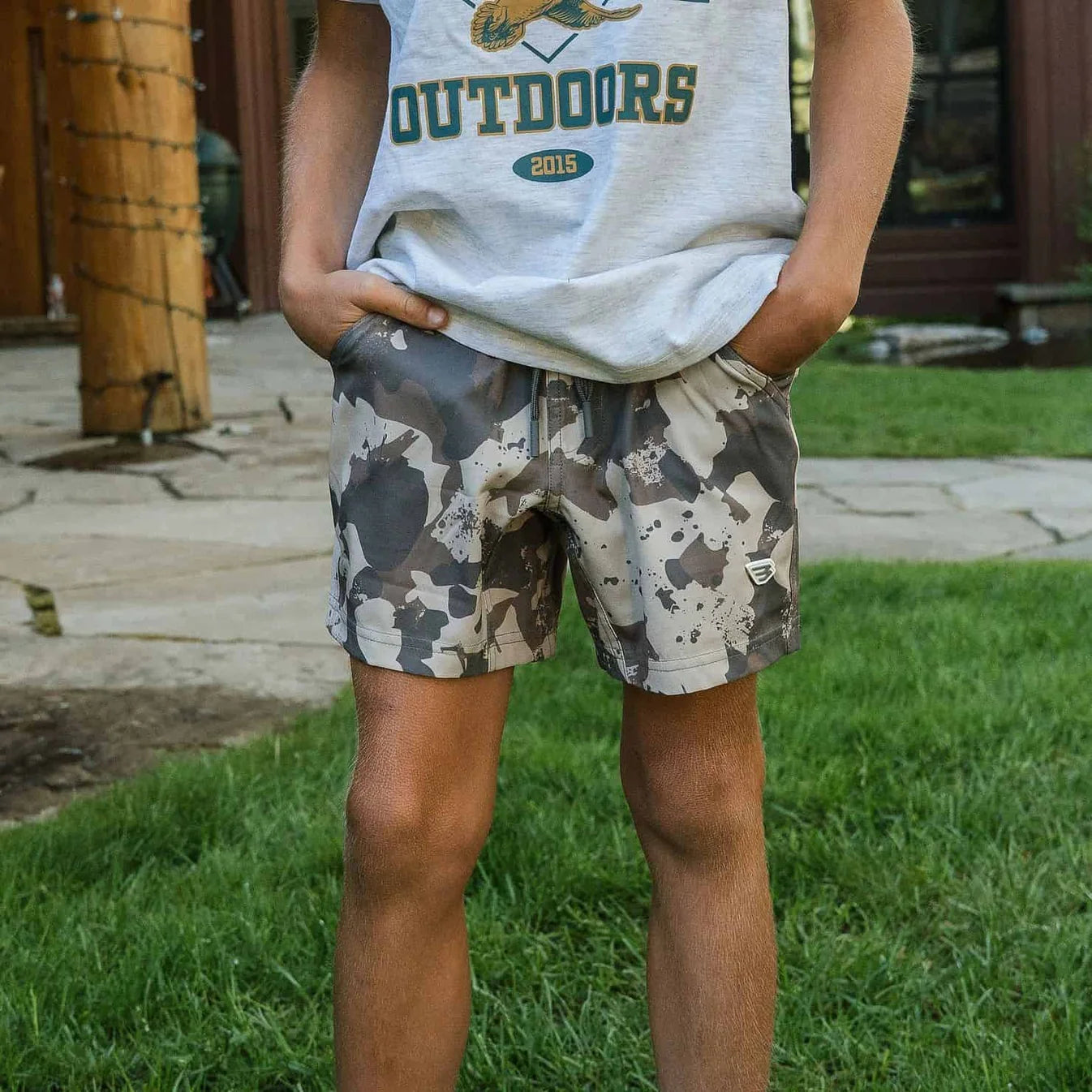 Youth Athletic Shorts | Splatter Camo