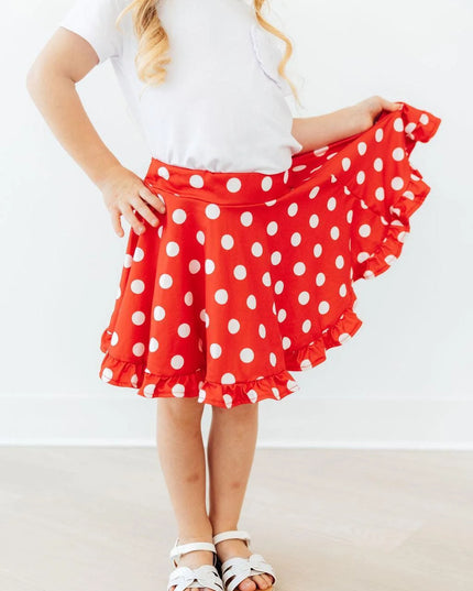 Red Polka Dots Ruffle Twirl Skort
