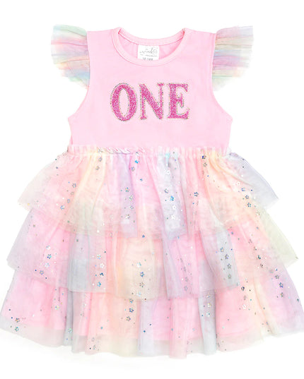 First Birthday Fairy Dust Short Sleeve Tutu Dress
