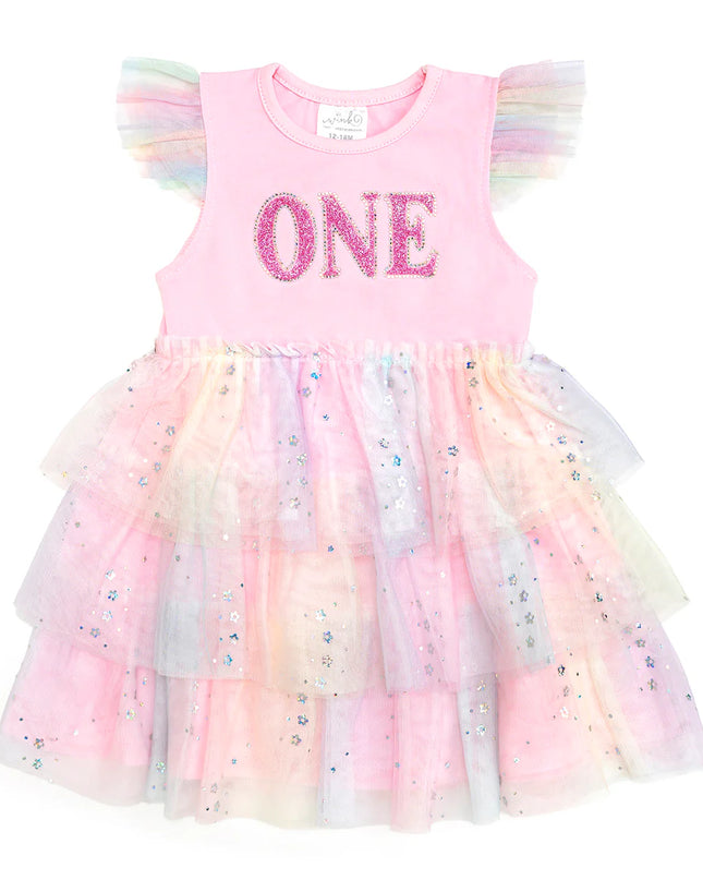 First Birthday Fairy Dust Short Sleeve Tutu Dress