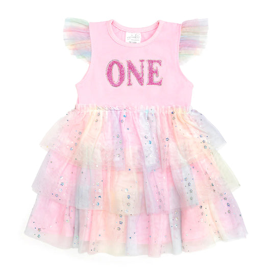 First Birthday Fairy Dust Short Sleeve Tutu Dress