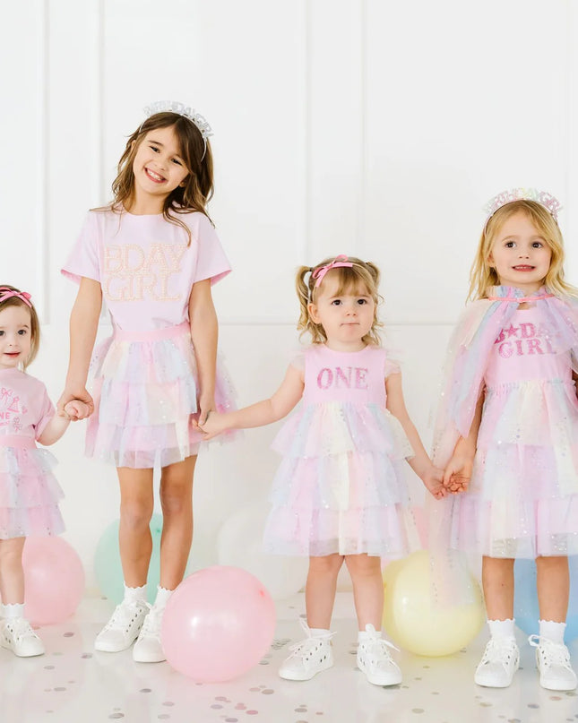 First Birthday Fairy Dust Short Sleeve Tutu Dress