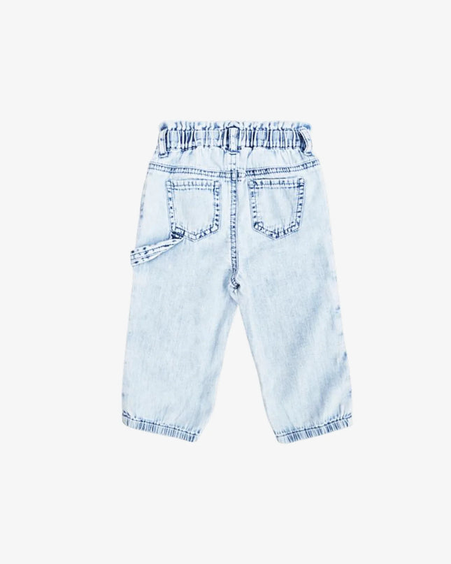 Flower Embroidered Patch Joggers | Denim