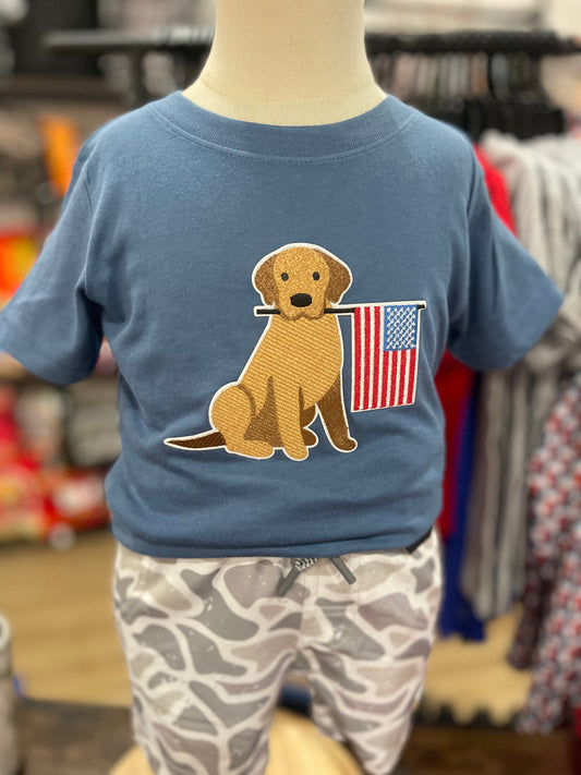 Patriotic Pup Patch Tee | Indigo