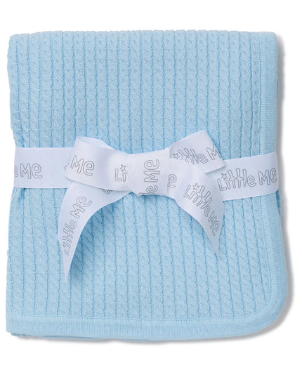 Blue Cable Knit Receiving Blanket