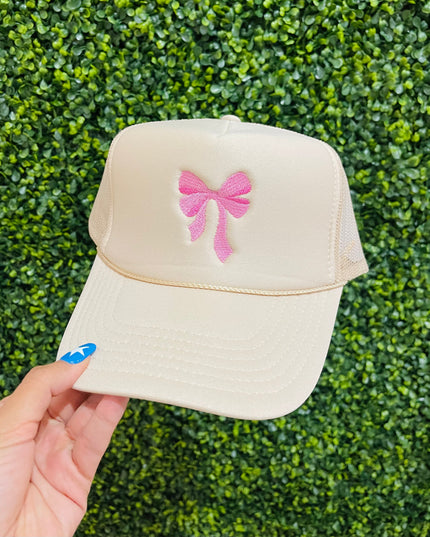 Embroidered Pink Bow | Foam Trucker Hat