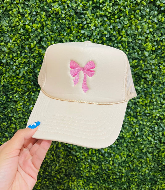 Embroidered Pink Bow | Foam Trucker Hat