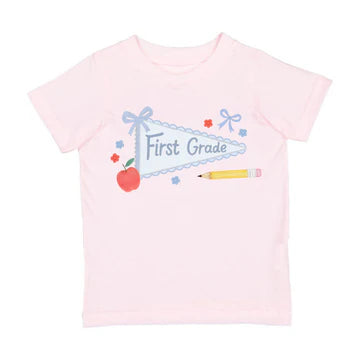 First Grade Bow Pennant Tee | Pink