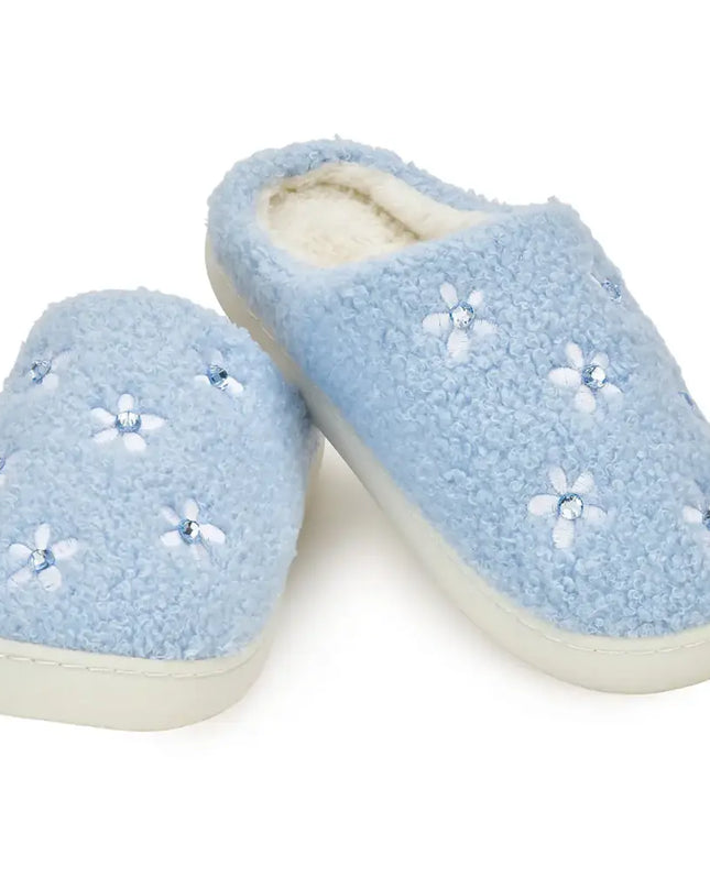 Blue Ditsy Slippers