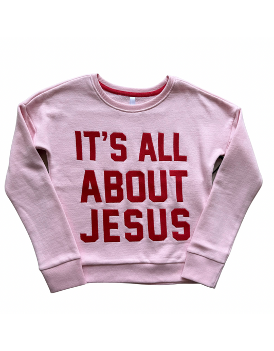 All About Jesus Embroidered Sweatshirt