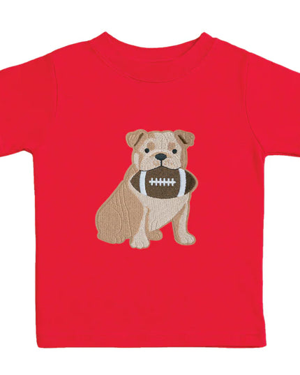 Bulldog Football Patch T-Shirt | Red