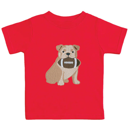 Bulldog Football Patch T-Shirt | Red